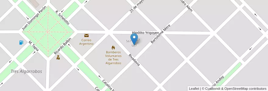 Mapa de ubicacion de Centro De Adultos 702 José Manuel Estrada en Argentina, Buenos Aires, Partido De Carlos Tejedor, Tres Algarrobos.