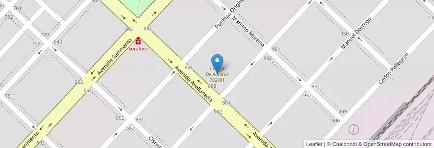 Mapa de ubicacion de Centro De Adultos 702/01 en アルゼンチン, ブエノスアイレス州, Partido De Las Flores, Las Flores.