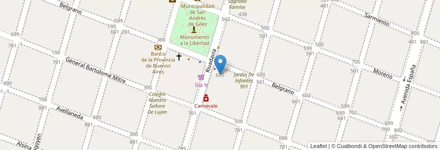 Mapa de ubicacion de Centro De Adultos 703 en 阿根廷, 布宜诺斯艾利斯省, Partido De San Andrés De Giles.