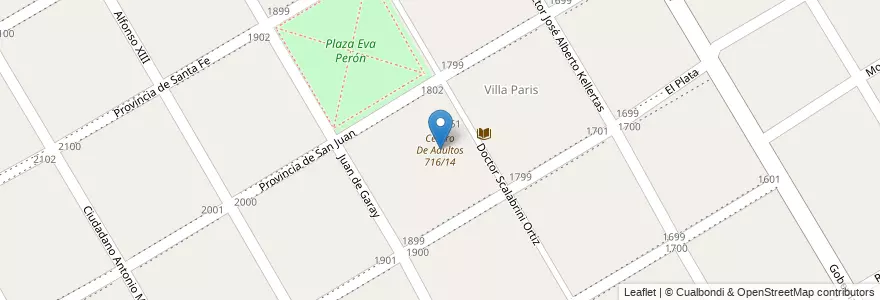 Mapa de ubicacion de Centro De Adultos 716/14 en الأرجنتين, بوينس آيرس, Partido De Almirante Brown, Glew.