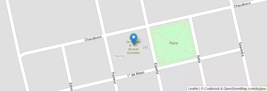 Mapa de ubicacion de Centro De Adultos Nº 701 Ricardo Güiraldes en アルゼンチン, ブエノスアイレス州, Partido De Carlos Tejedor, Carlos Tejedor, Carlos Tejedor.
