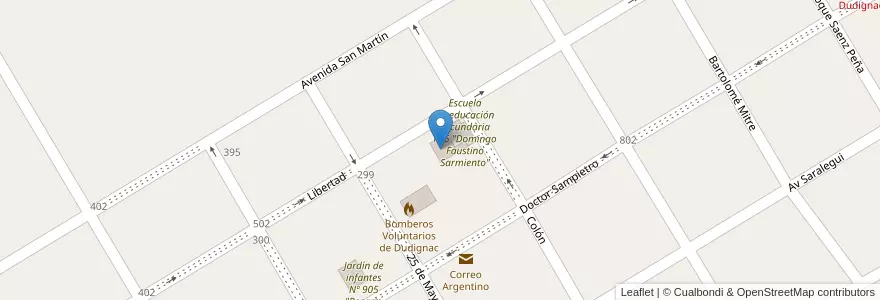 Mapa de ubicacion de Centro De Adultos Nº 702 en الأرجنتين, بوينس آيرس, Partido De Nueve De Julio, Cuartel Dudignac.