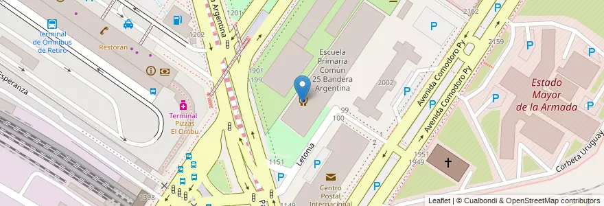 Mapa de ubicacion de Centro de Alfabetización, Educación Básica y Trabajo 02, Retiro en 아르헨티나, Ciudad Autónoma De Buenos Aires, Comuna 1, 부에노스아이레스.