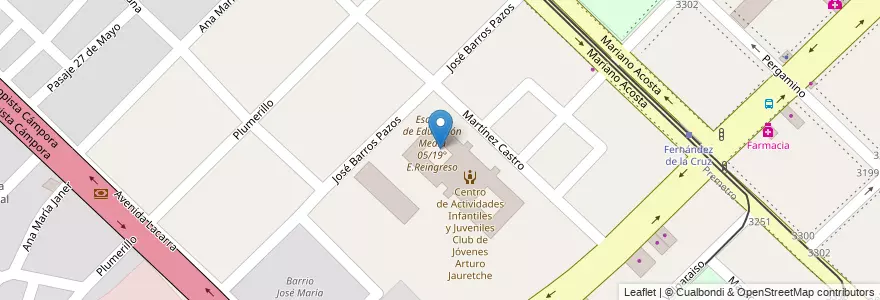 Mapa de ubicacion de Centro de Alfabetización, Educación Básica y Trabajo 16, Villa Soldati en アルゼンチン, Ciudad Autónoma De Buenos Aires, ブエノスアイレス, Comuna 8.