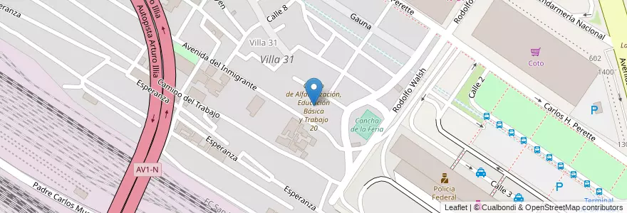 Mapa de ubicacion de Centro de Alfabetización, Educación Básica y Trabajo 20, Retiro en الأرجنتين, Ciudad Autónoma De Buenos Aires, Comuna 1, Buenos Aires.