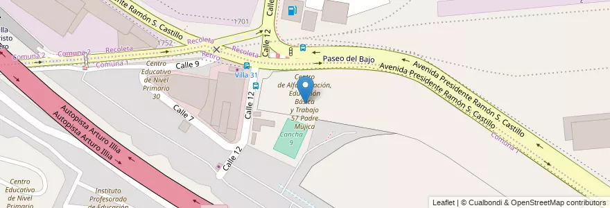 Mapa de ubicacion de Centro de Alfabetización, Educación Básica y Trabajo 51 Padre Mujica, Retiro en Argentinien, Ciudad Autónoma De Buenos Aires, Buenos Aires.
