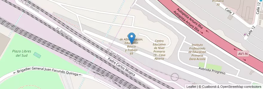 Mapa de ubicacion de Centro de Alfabetización, Educación Básica y Trabajo 69, Retiro en 阿根廷, Ciudad Autónoma De Buenos Aires, Comuna 2, 布宜诺斯艾利斯.