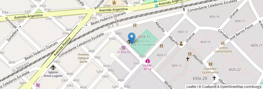 Mapa de ubicacion de Centro de Alfabetización, Educación Básica y Trabajo 76 María Madre de la Esperanza, Villa Lugano en 阿根廷, Ciudad Autónoma De Buenos Aires, 布宜诺斯艾利斯, Comuna 8.