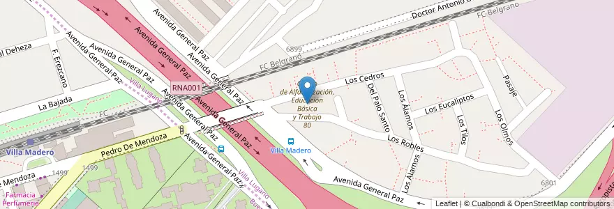 Mapa de ubicacion de Centro de Alfabetización, Educación Básica y Trabajo 80, Villa Lugano en Аргентина, Буэнос-Айрес, Буэнос-Айрес, Comuna 8.
