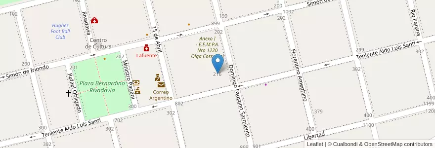 Mapa de ubicacion de Centro De Alfabetizacion Nro 58 en Arjantin, Santa Fe, Departamento General López, Municipio De Hughes, Hughes.
