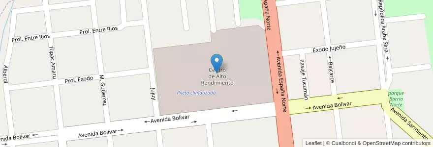 Mapa de ubicacion de Centro de Alto Rendimiento en アルゼンチン, フフイ州, Municipio De La Quiaca.