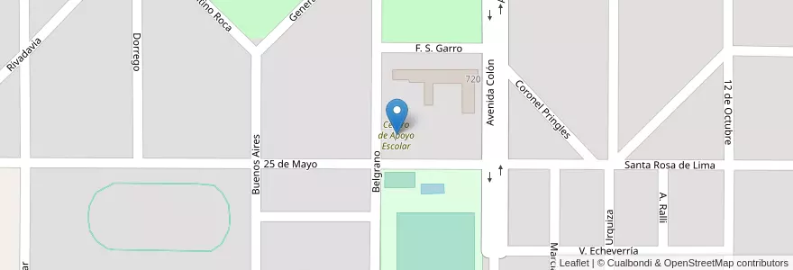 Mapa de ubicacion de Centro de Apoyo Escolar en Argentinië, La Pampa, Departamento Guatraché, Municipio De Guatraché, Guatraché.