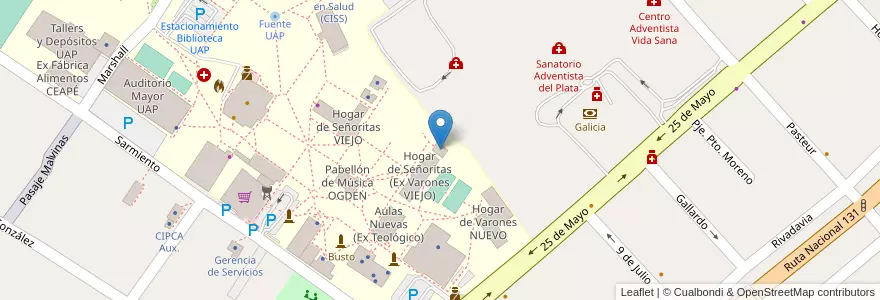 Mapa de ubicacion de Centro de Apoyo Estudiantil (CAE) en 아르헨티나, 엔트레리오스주, Departamento Diamante, Libertador San Martín, Distrito Palmar.