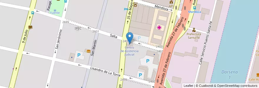 Mapa de ubicacion de Centro de Asistencia Judicial en Argentina, Santa Fe, Departamento La Capital, Santa Fe Capital, Santa Fe.