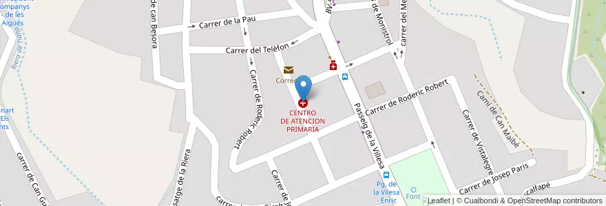Mapa de ubicacion de CENTRO DE ATENCION PRIMARIA en 스페인, Catalunya, Barcelona, Maresme, Tiana.