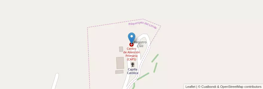 Mapa de ubicacion de Centro de Atención Primaria (CAPS) en アルゼンチン, チリ, リオネグロ州, Departamento Pilcaniyeu.