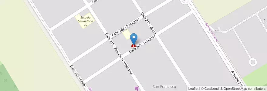 Mapa de ubicacion de Centro de Atención Primaria de la Salud Barrio San Francisco en Argentina, Buenos Aires, Partido De Luján.