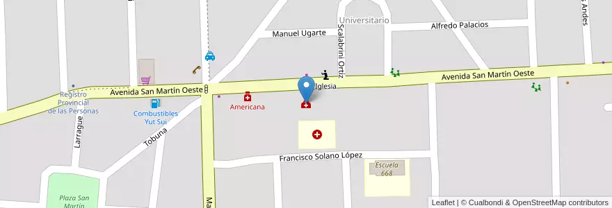 Mapa de ubicacion de Centro de Atencion Primaria de la Salud Barrio Universitario en الأرجنتين, Misiones, Departamento Eldorado, Municipio De Eldorado, Eldorado.