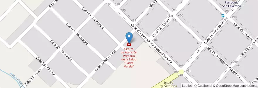 Mapa de ubicacion de Centro de Atención Primaria de la Salud "Padre Varela" en アルゼンチン, ブエノスアイレス州, Partido De Luján.