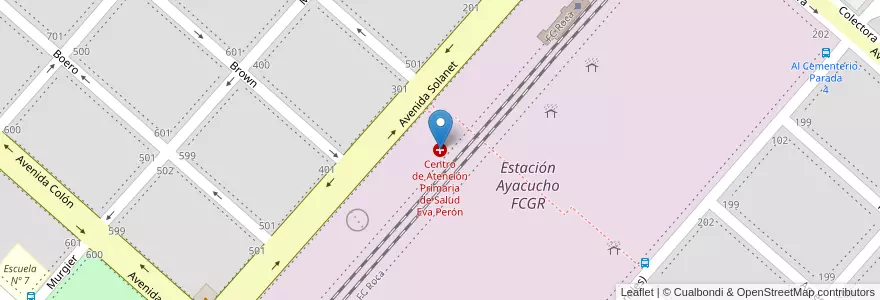 Mapa de ubicacion de Centro de Atención Primaria de Salud Eva Perón en Аргентина, Буэнос-Айрес, Partido De Ayacucho, Ayacucho.