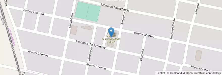 Mapa de ubicacion de Centro de ayuda al discapacitado (C.A.D.I) en 阿根廷, Santa Fe, Departamento San Lorenzo, Municipio De San Lorenzo, San Lorenzo.