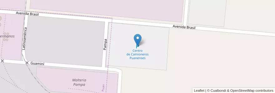 Mapa de ubicacion de Centro de Camioneros Puanenses en アルゼンチン, ブエノスアイレス州, Partido De Puan.