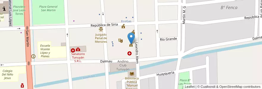 Mapa de ubicacion de Centro de Congresos "Carlos Alonso" en Argentina, Chile, Mendoza, Departamento Tunuyán, Distrito Ciudad De Tunuyán.