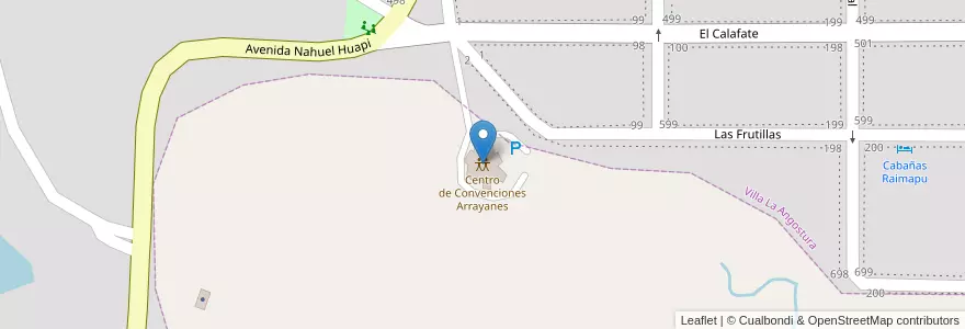 Mapa de ubicacion de Centro de Convenciones Arrayanes en 아르헨티나, 칠레, 네우켄주, Departamento Los Lagos, Villa La Angostura, Villa La Angostura.