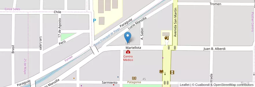 Mapa de ubicacion de Centro de Cuidados Infantiles Pequeñas Maravillas en 아르헨티나, 칠레, 네우켄주, Departamento Confluencia, Municipio De Plottier, Plottier.