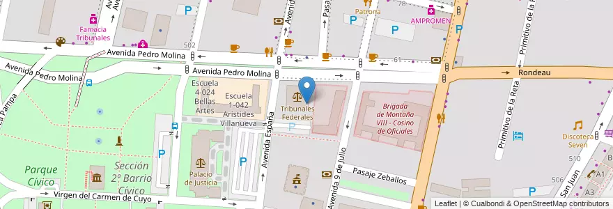 Mapa de ubicacion de Centro de Detencion Judicial Mendoza Unidad 32 en 阿根廷, 智利, Mendoza, Departamento Capital, Sección 2ª Barrio Cívico, Ciudad De Mendoza.