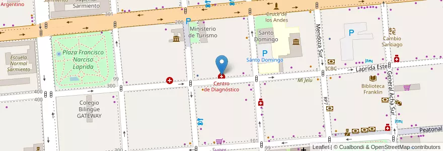 Mapa de ubicacion de Centro de Diagnóstico en Argentinië, San Juan, Chili, Capital.