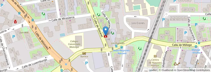 Mapa de ubicacion de Centro de diagnóstico por imagen en اسپانیا, بخش خودمختار مادرید, بخش خودمختار مادرید, Área Metropolitana De Madrid Y Corredor Del Henares, Fuenlabrada.