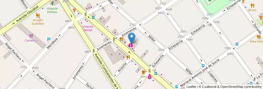 Mapa de ubicacion de Centro de Diagnóstico TCba, Villa Urquiza en Argentinië, Ciudad Autónoma De Buenos Aires, Comuna 12, Buenos Aires.