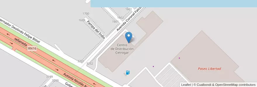 Mapa de ubicacion de Centro de Distribución Cetrogar en Argentinien, Chaco, Departamento San Fernando, Resistencia, Resistencia.