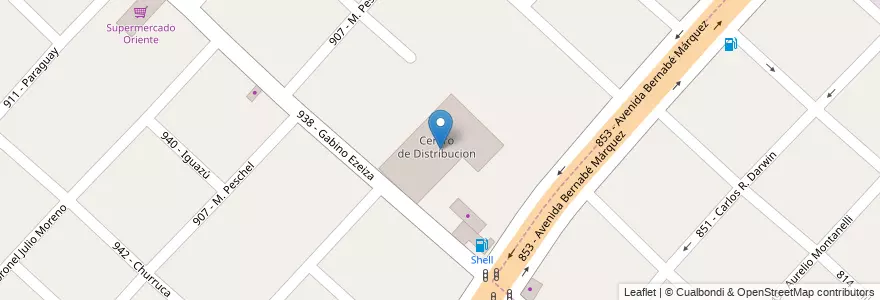 Mapa de ubicacion de Centro de Distribucion en アルゼンチン, ブエノスアイレス州, Partido De Tres De Febrero.