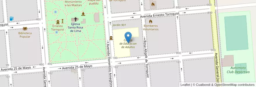 Mapa de ubicacion de Centro de Educacion de Adultos en アルゼンチン, ブエノスアイレス州, Partido De Tornquist, Tornquist.