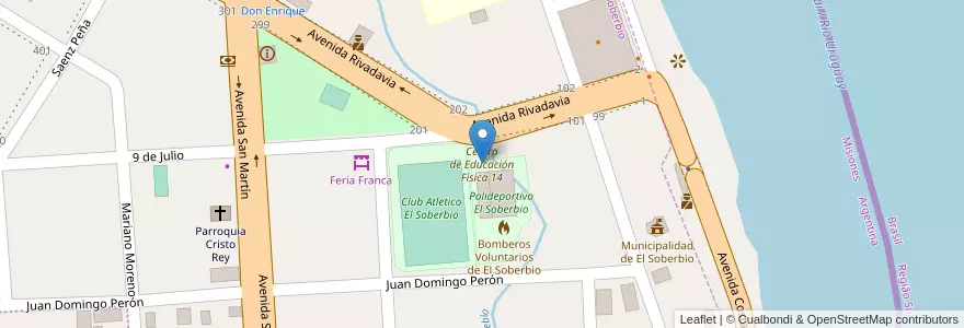 Mapa de ubicacion de Centro de Educación Física 14 en 阿根廷, Misiones, Departamento Guaraní, Municipio De El Soberbio, El Soberbio.