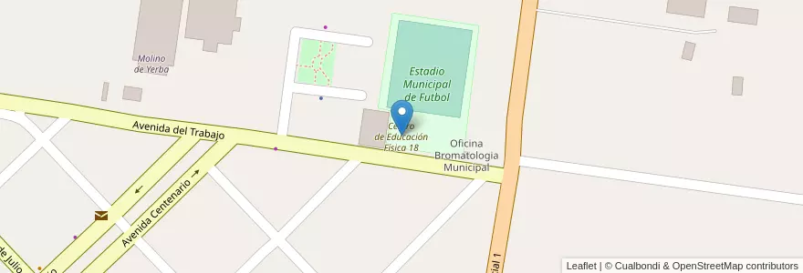 Mapa de ubicacion de Centro de Educación Física 18 en 아르헨티나, Misiones, Departamento Apóstoles, Municipio De San José.