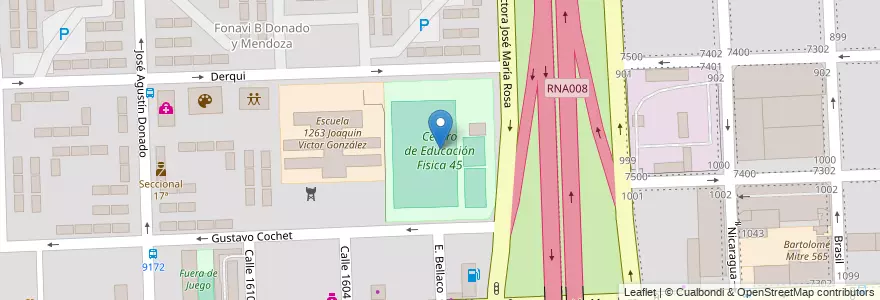 Mapa de ubicacion de Centro de Educación Fisica 45 en آرژانتین, سانتافه, Departamento Rosario, Municipio De Rosario, تسبیح.