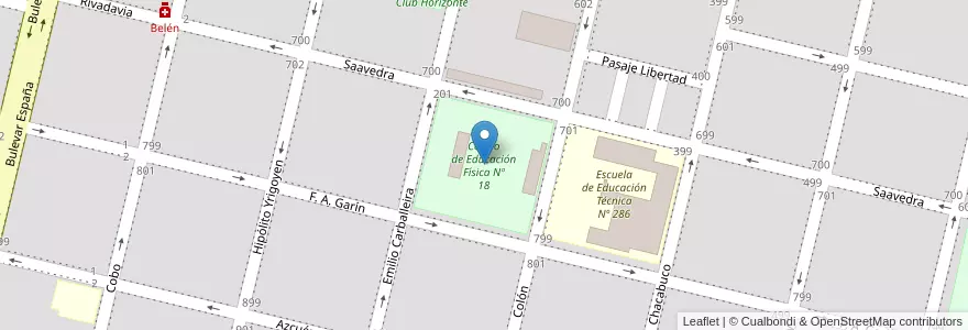 Mapa de ubicacion de Centro de Educación Física Nº 18 en 아르헨티나, Santa Fe, Departamento General López, Municipio De Rufino.