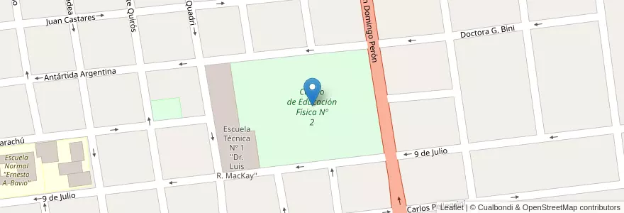 Mapa de ubicacion de Centro de Educación Física Nº 2 en الأرجنتين, إنتري ريوس, Departamento Gualeguay, Distrito Cuchilla, Gualeguay.