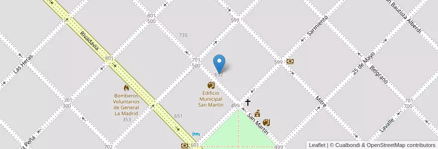 Mapa de ubicacion de Centro De Educacion Fisica Nº 66 Dr. Rene Favaloro en アルゼンチン, ブエノスアイレス州, Partido De General Lamadrid, General Lamadrid.