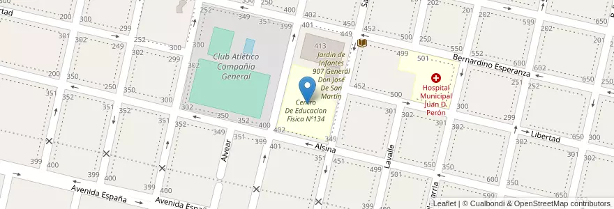 Mapa de ubicacion de Centro De Educacion Física Nº134 en Argentinien, Provinz Buenos Aires, Partido De Salto.