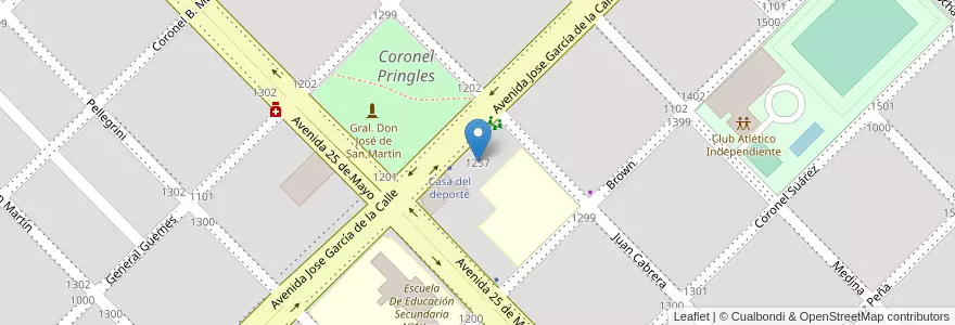 Mapa de ubicacion de Centro De Educacion Física Nº25 en アルゼンチン, ブエノスアイレス州, Partido De Coronel Pringles, Coronel Pringles.