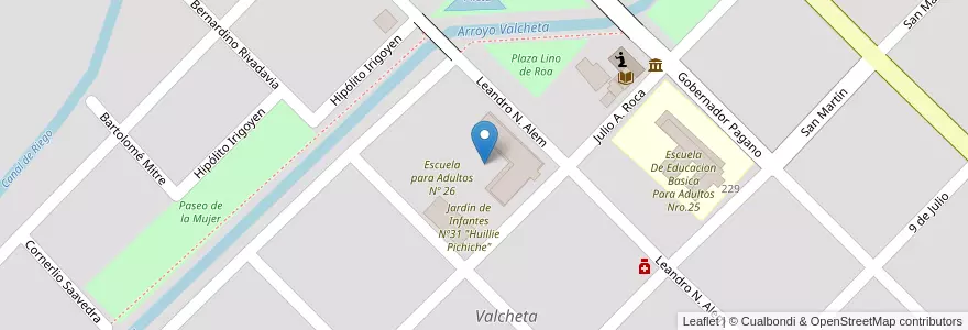 Mapa de ubicacion de Centro de Educacion Media N° 87 en 阿根廷, 内格罗河省, Departamento Valcheta, Valcheta, Valcheta.