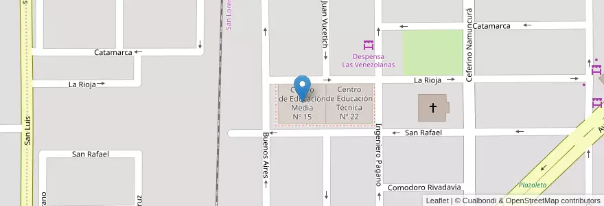 Mapa de ubicacion de Centro de Educación Media Nº 15 en Argentinien, Chile, Provinz Río Negro, Cipolletti, Departamento General Roca.