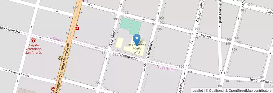 Mapa de ubicacion de Centro de Educaciòn Media Nº 5 en 阿根廷, 智利, 内格罗河省, Cipolletti, Departamento General Roca.