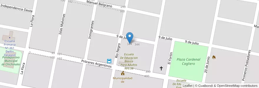 Mapa de ubicacion de Centro De Educacion Media Nro.75 en Аргентина, Рио-Негро, Departamento General Roca, Chichinales.