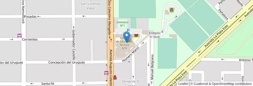 Mapa de ubicacion de Centro de Educación Técnica Nº9 en 阿根廷, 智利, 内格罗河省, Cipolletti, Departamento General Roca.