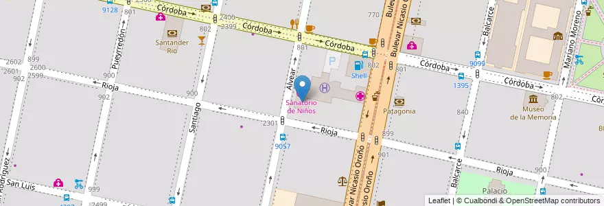 Mapa de ubicacion de Centro de Emergencias de Niños en アルゼンチン, サンタフェ州, Departamento Rosario, Municipio De Rosario, ロサリオ.